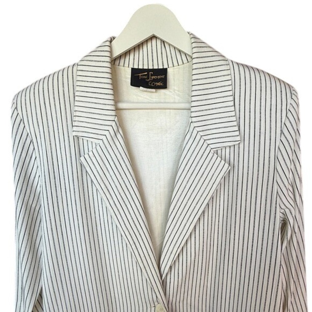 Vintage Women's Toni Garment by CC Magic Striped Blazer Jacket Size Medium - Picture 2 of 7